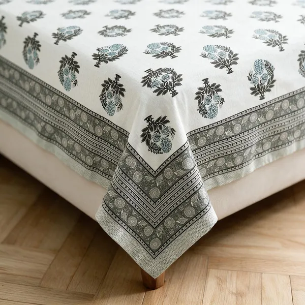Charcoal_Teal_Printed_Floral_Pattern_King_Size_Bedsheet