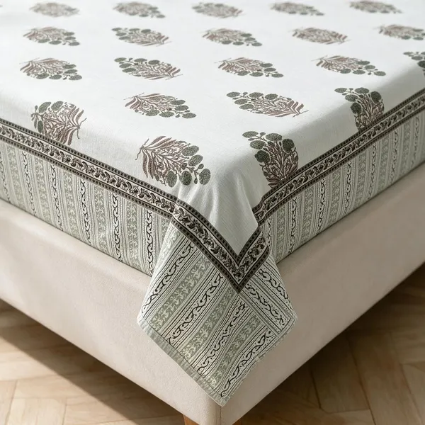 Forest_Green_Botanical_Floral_Print_King_Size_Bedsheet_Set
