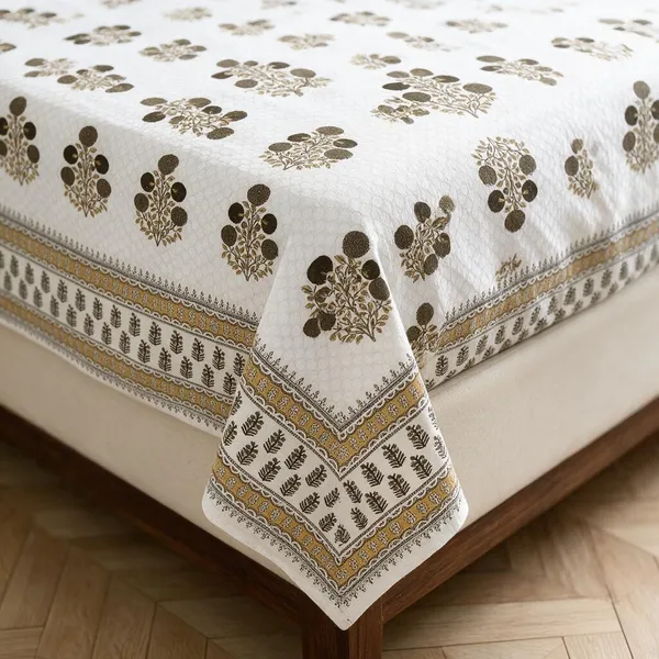 Olive_Green_Printed_Floral_King_Size_Bedsheet_Set
