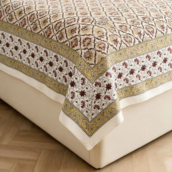 Brown_Printed_Geometric_Floral_King_Size_Bedsheet