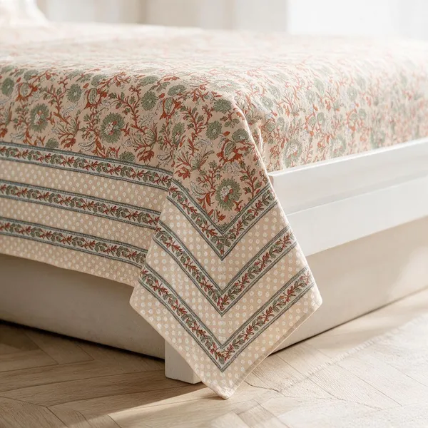 Brown_Fabric_Floral_Print_King_Size_Bedsheet_Set
