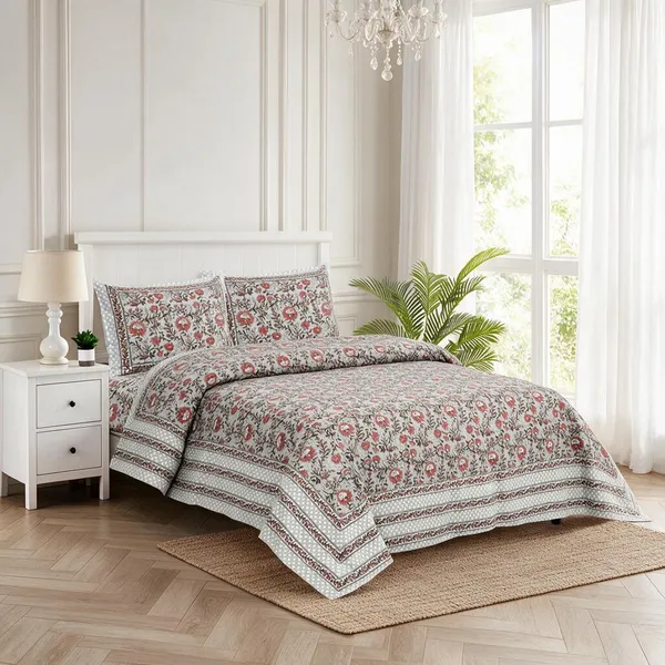 Dusty_Rose_Floral_Print_King_Size_Bedsheet