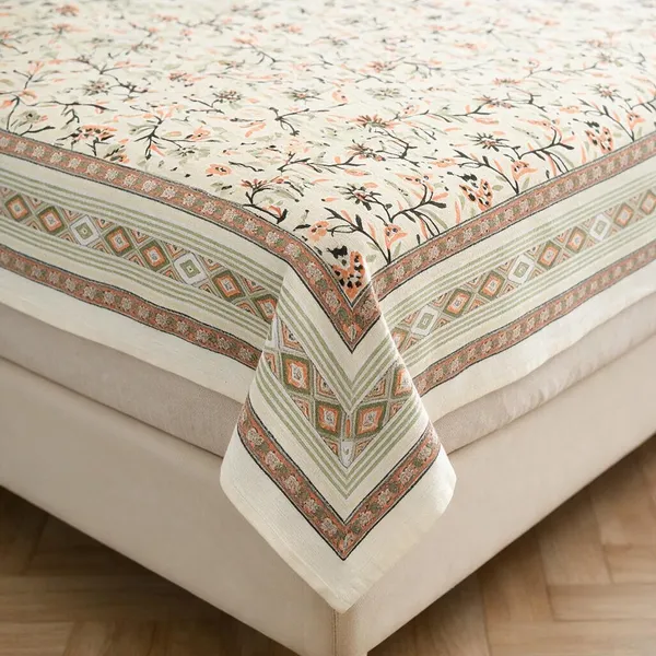 Cream_Fabric_Floral_Print_King_Size_Bedsheet_Set