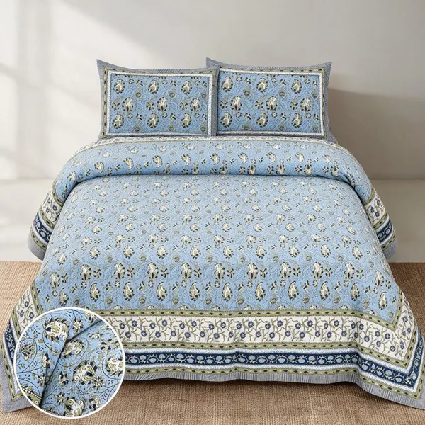 Powder_Blue_Floral_Printed_King_Size_Bedsheet_Set