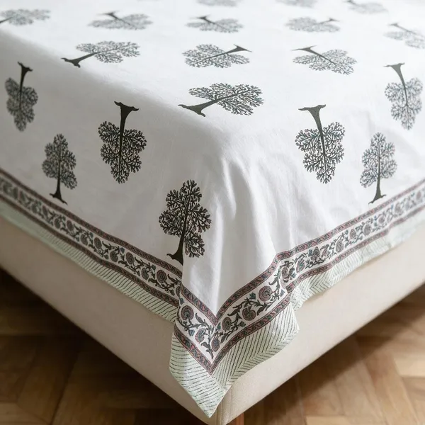 Moss_Green_Tree_Print_King_Size_Bedsheet_Set