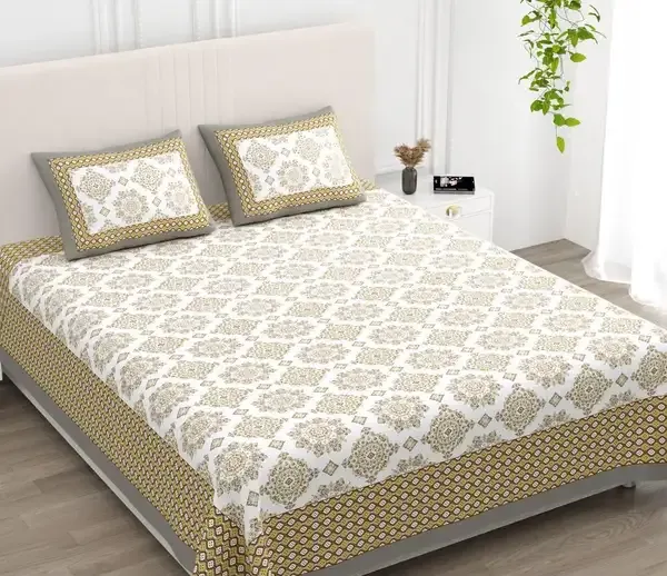 Mustard_Gold_Geometric_Print_King_Size_Bedsheet