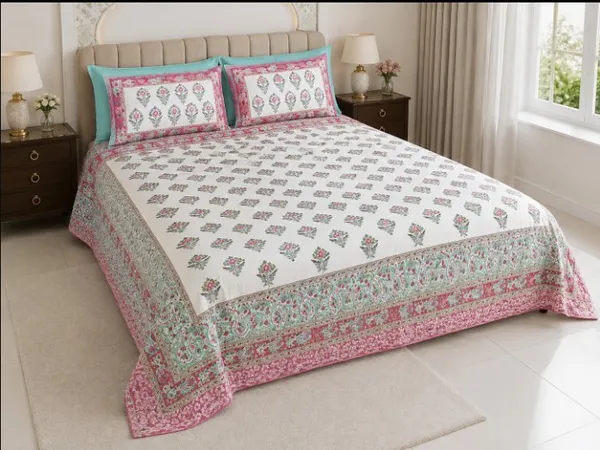Floral_Print_King_Size_aesthetic_Bedsheet_Set_Thread_Count_140_GSM_200