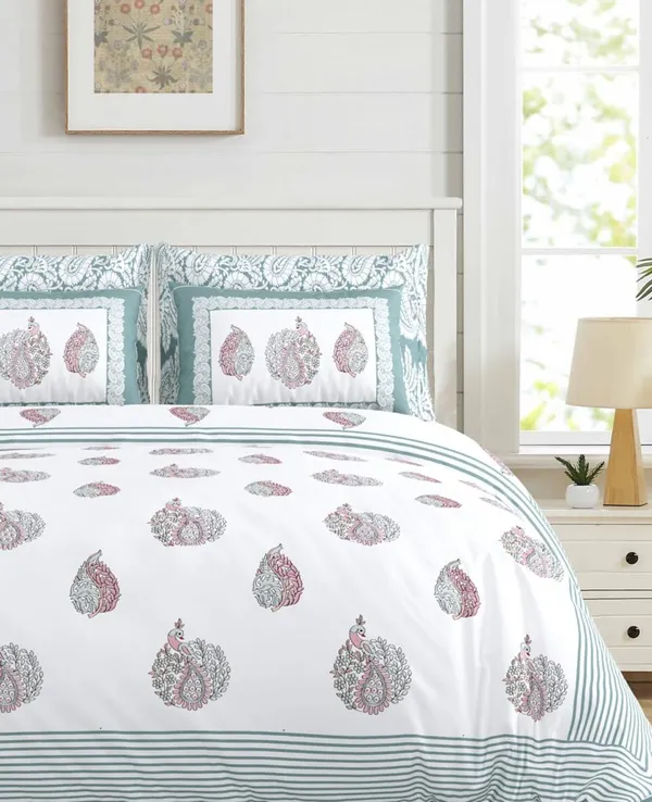 Mint_Paisley_Printed_King_Size_Bedsheet