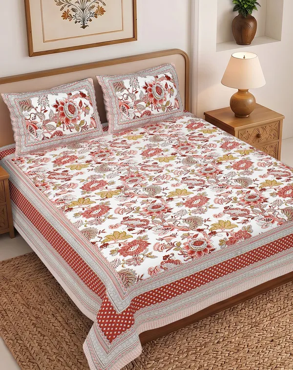 Cotton_Traditional_Floral_Print_Queen_Size_Bedsheet_Thread_Count_140_GSM_200