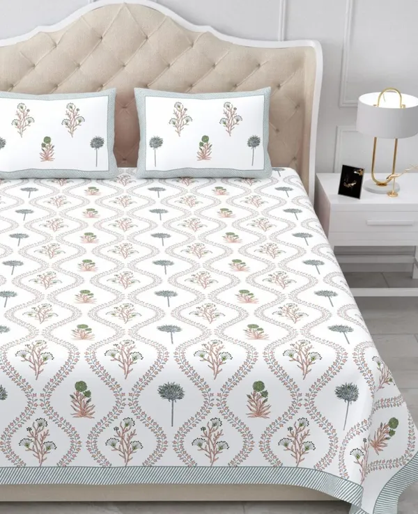 Grey_Printed_Botanical_Pattern_King_Size_Bedsheet