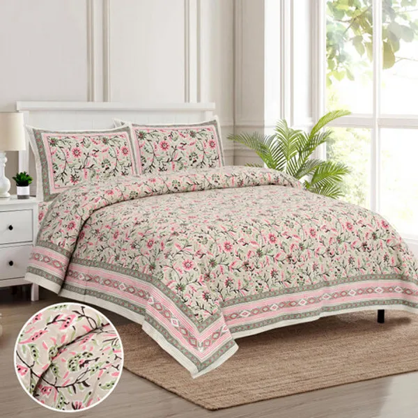 Pink_Floral_Print_King_Size_Bedsheet_Set