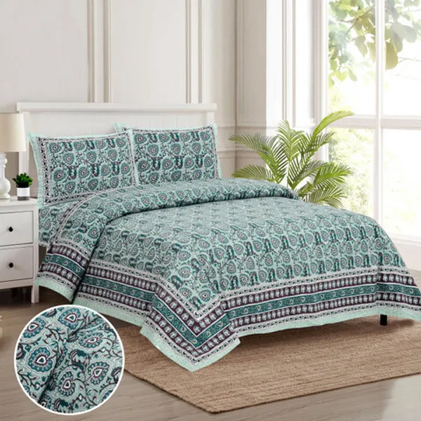 Sea_Green_Decorative_Paisley_Print_King_Size_Bedsheet_Set