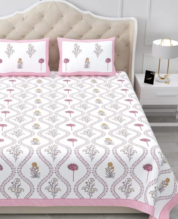 Rose_Pink_Printed_Floral_Pattern_King_Size_Bedsheet_Set