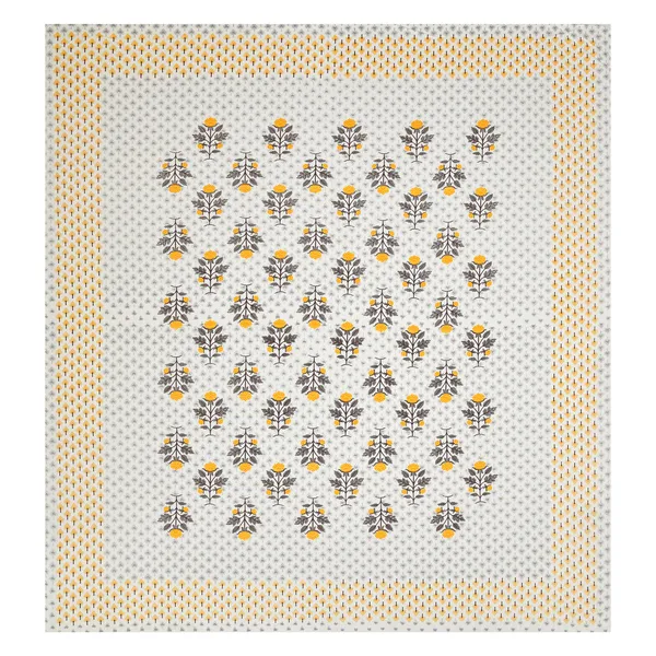 White_And_Yellow_Floral_Print_King_Size_Bedsheet_Set