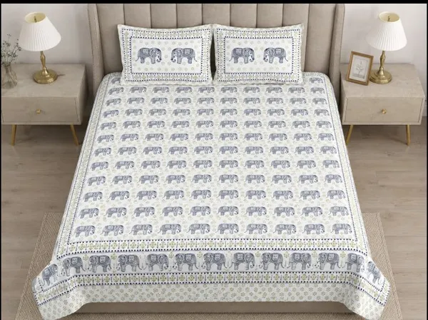 Printed_Rajwadi_Elephant_Pattern__premium_King_Size_Bed_Sheet_Thread_Count_140_GSM_200