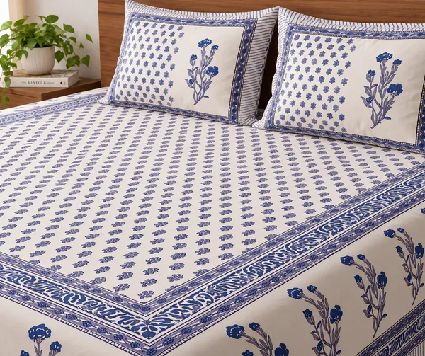 Pure_Cotton_King_Size_Bedsheet_with_2_Pillow_Covers_–_Navy_Blue_Jaipuri_Floral_-_Neel__Bagh_Thread_Count_140_GSM_200