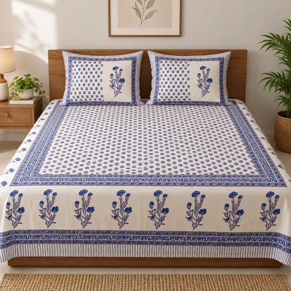 Pure_Cotton_King_Size_Bedsheet_with_2_Pillow_Covers_–_Navy_Blue_Jaipuri_Floral_-_Neel__Bagh_Thread_Count_140_GSM_200