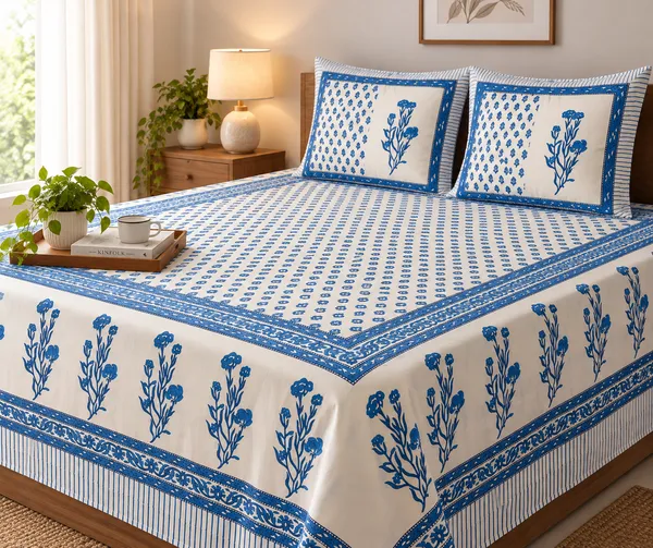Pure_Cotton_King_Size_Bedsheet_with_2_Pillow_Covers_–_Royal_Blue_Jaipuri_Floral_-_Neel_Bagh_Thread_Count_140_GSM_200