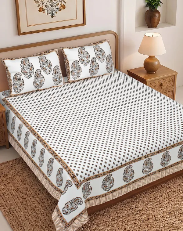 White_Printed_Paisley_Bedsheet_Set_With_Pillow_Covers_Thread_Count_140_GSM_200