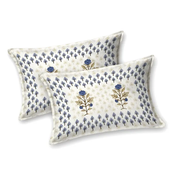 Navy_And_White_Floral_Print_King_Size_Bedsheet
