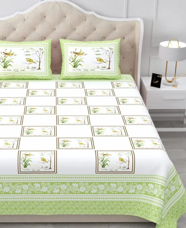 Green_Floral_Print_King_Size_Bedsheet