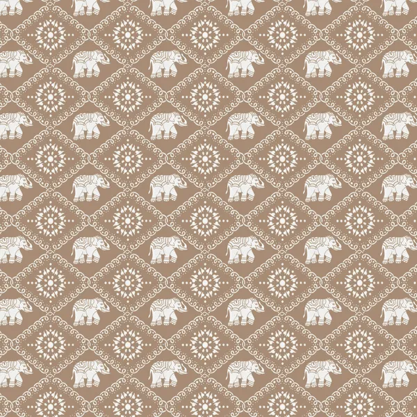 Brown_Printed_Elephant_Pattern_King_Size_Bedsheet