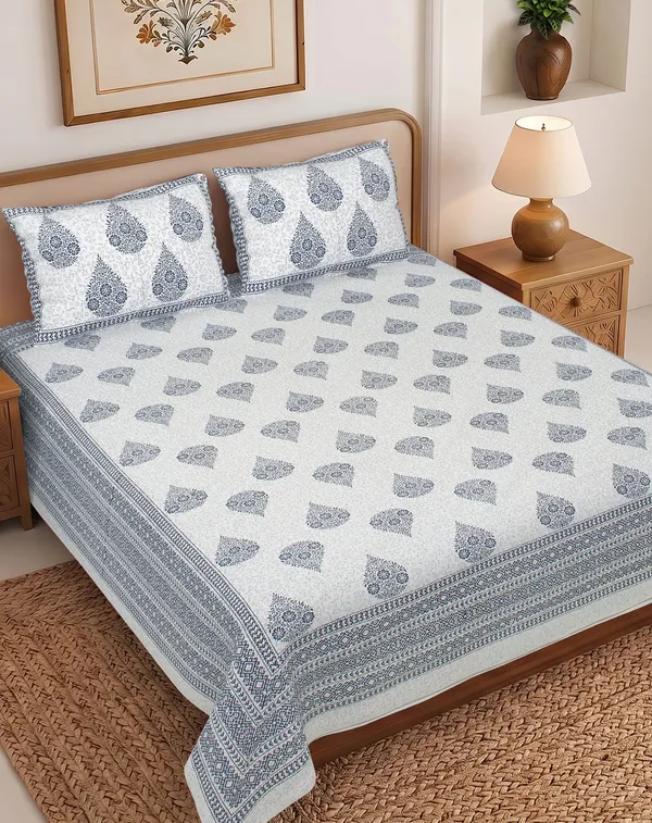 White_Printed_Double_Bedsheet_With_Pillow_Covers_Thread_Count_140_GSM_200