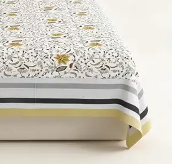 Lime_Yellow_Floral_Print_King_Size_Bedsheet