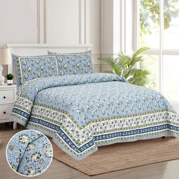 Powder_Blue_Floral_Printed_King_Size_Bedsheet_Set