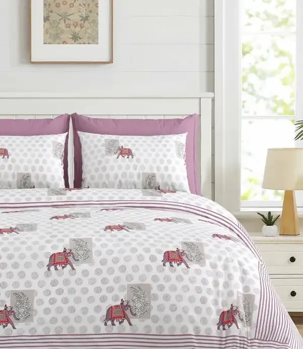 Mauve_Printed_Elephant_Pattern_King_Size_Bedsheet
