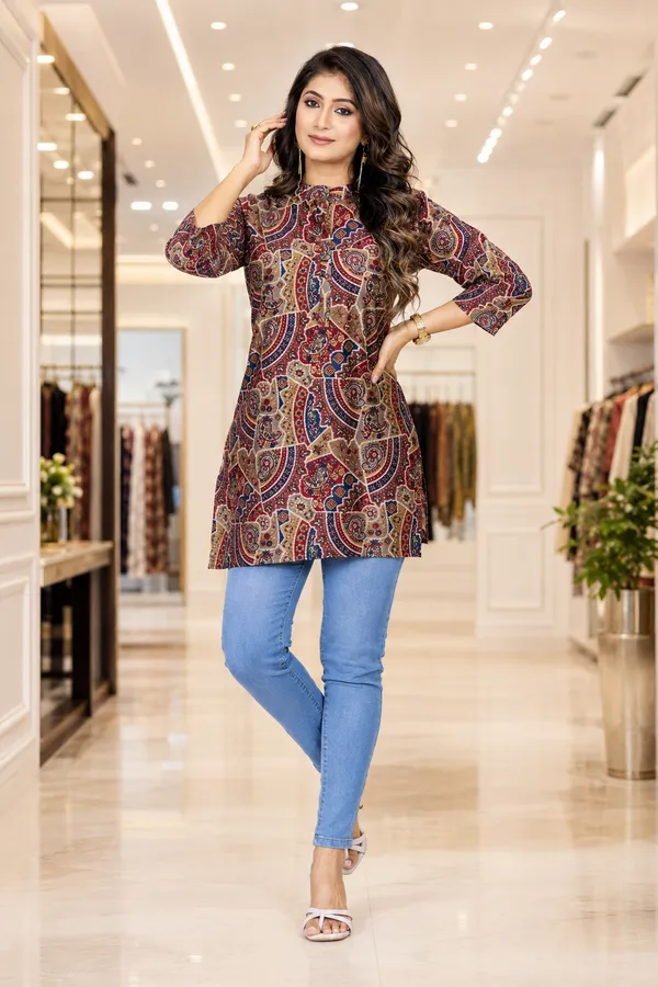 Maroon_Printed_Straight_Kurti_for_Women