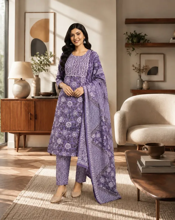 Purple_Cotton_Printed_Kurta_Set_for_Women
