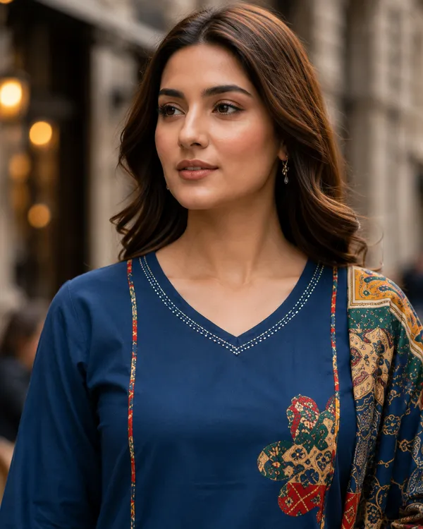 Blue_Printed_Kurta_With_Dupatta_For_Women