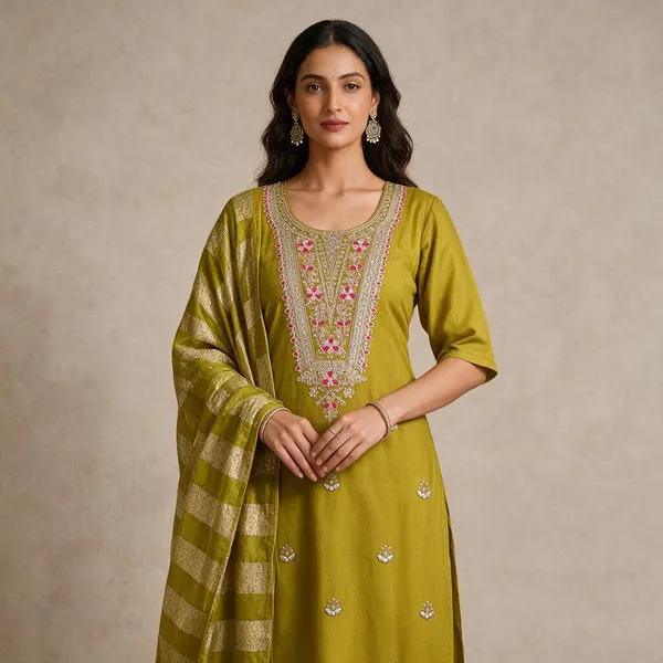 Mustard_Embroidered_Sleeveless_Kurta_Set_for_Women
