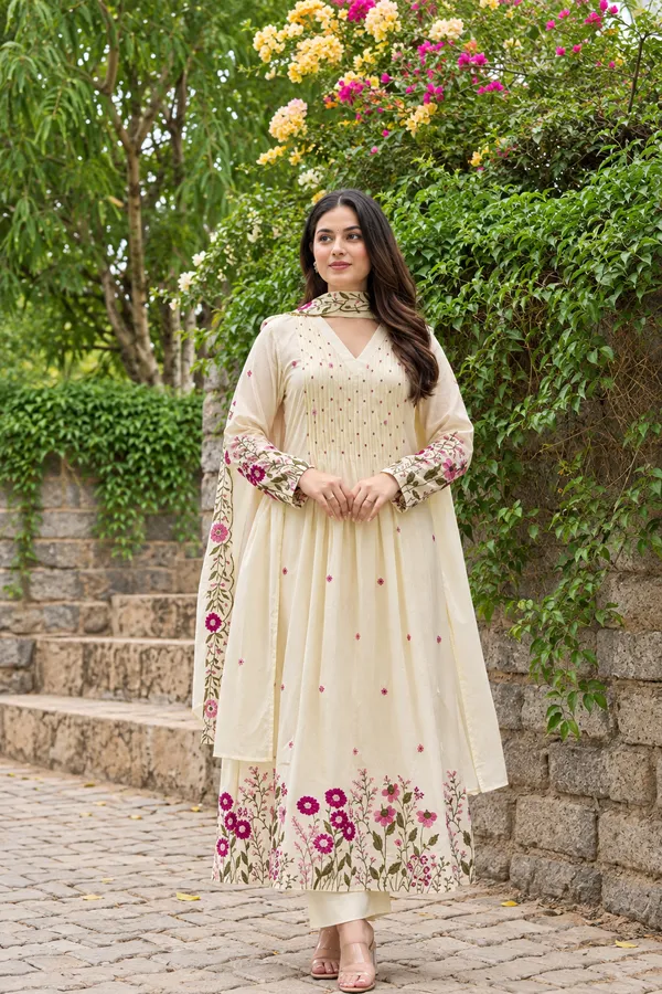 Cream_Floral_Anarkali_Suit_Set_for_Women