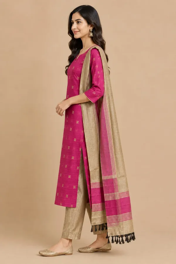 Banarasi_Silk_Zari_Woven_Kurta_Set_with_Gold_Dupatta