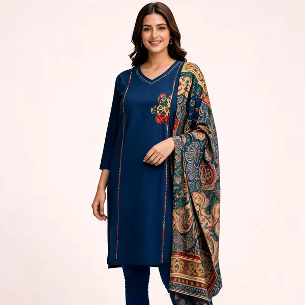 Blue_Printed_Kurta_With_Dupatta_For_Women
