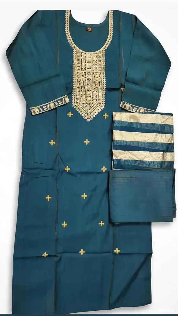 Teal_Embroidered_Kurta_Set_With_Dupatta_for_Women