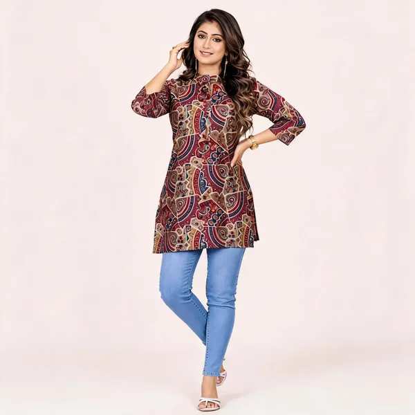 Maroon_Printed_Straight_Kurti_for_Women