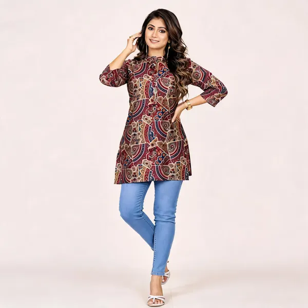 Maroon_Printed_Straight_Kurti_for_Women