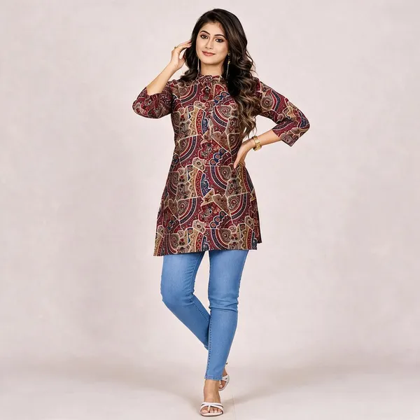 Maroon_Printed_Straight_Kurti_for_Women