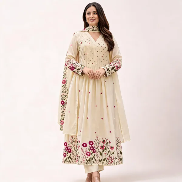Cream_Floral_Anarkali_Suit_Set_for_Women
