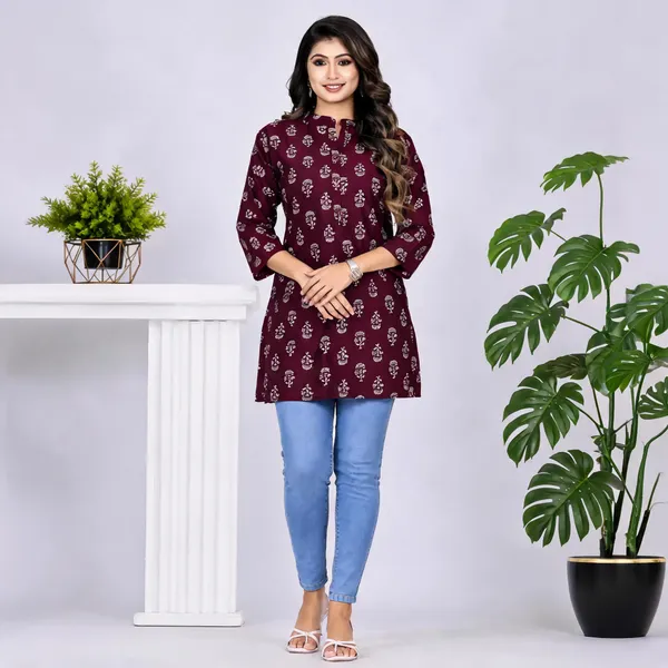 Maroon_Printed_Straight_Kurti_for_Women