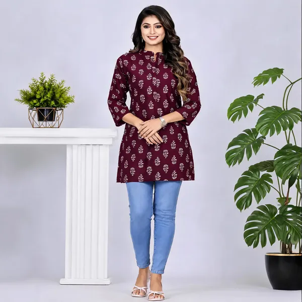 Maroon_Printed_Straight_Kurti_for_Women