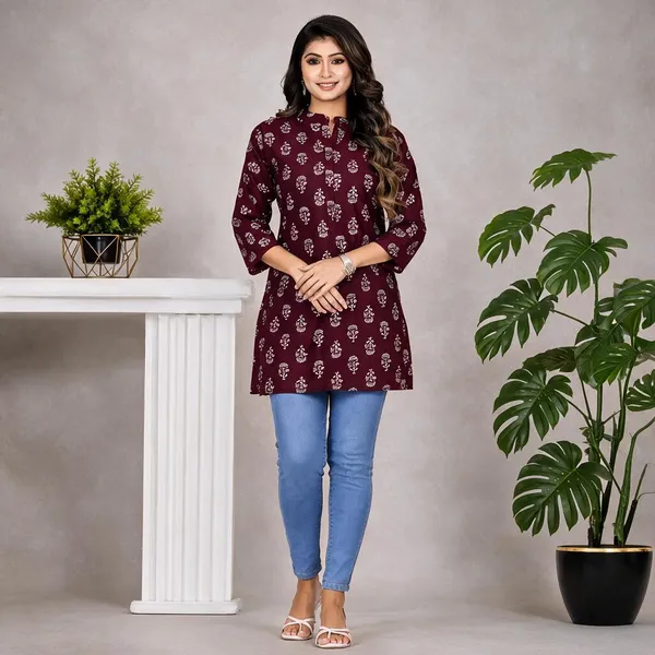 Maroon_Printed_Straight_Kurti_for_Women