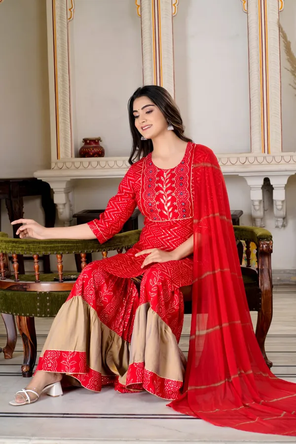 Red_Rayon_Printed_Kurta_Palazzo_Dupatta_Set_For_Women