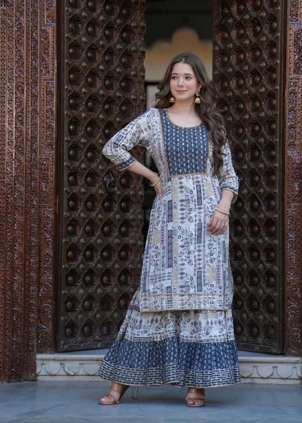 Navy_Blue_Rayon_Printed_Kurta_Sharara_Dupatta_Set_For_Women