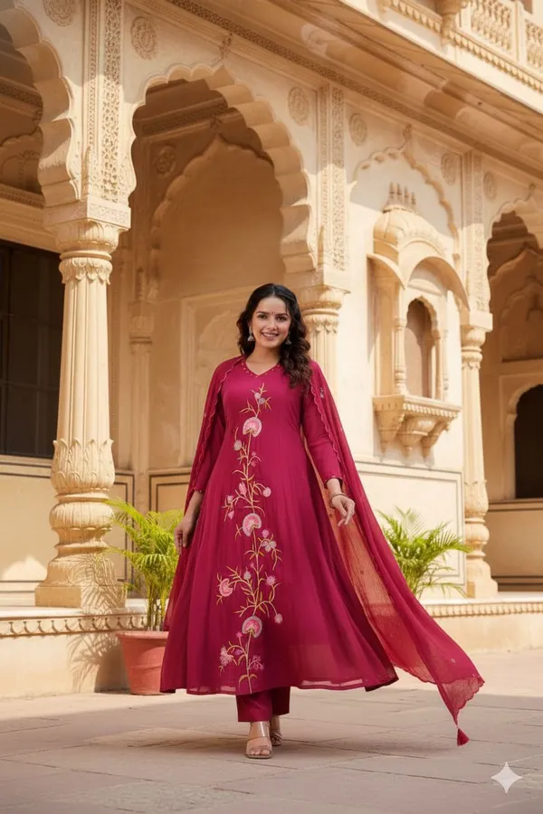 Magenta_Mal_Chanderi_Flared_Anarkali_Suit_Set_For_Women