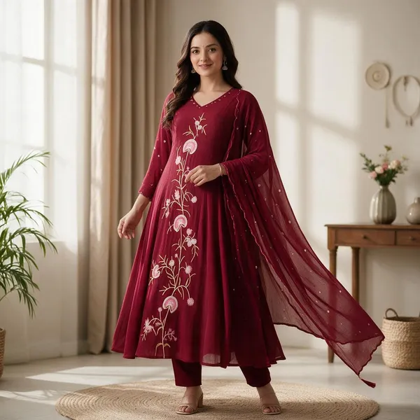 Maroon_Mal_Chanderi_Flared_Anarkali_Suit_Set_For_Women