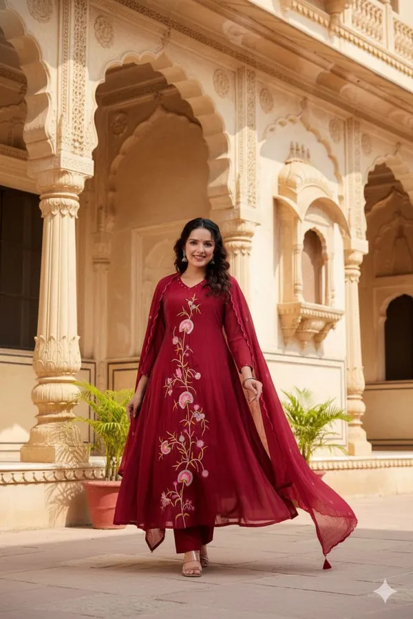Maroon_Mal_Chanderi_Flared_Anarkali_Suit_Set_For_Women
